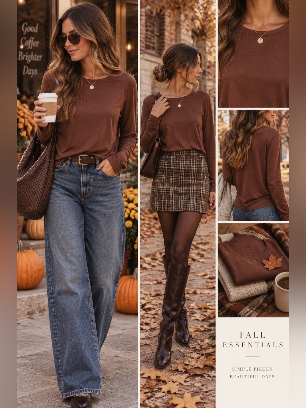 NWT Karen Hart Long Sleeve Top In Coffee Size Medium